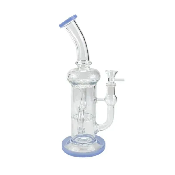 11" 5mm Honey Comb Recycler Jade Blue Glass Bong