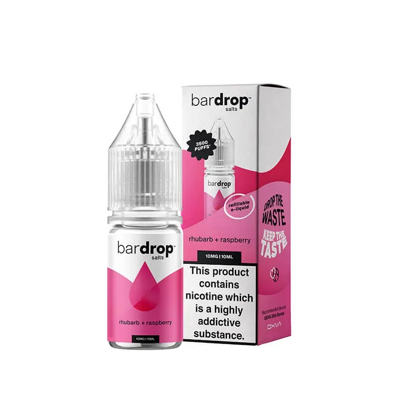 Bar Drop Rhubarb Raspberry 10ml Nic Salts E-Liquid