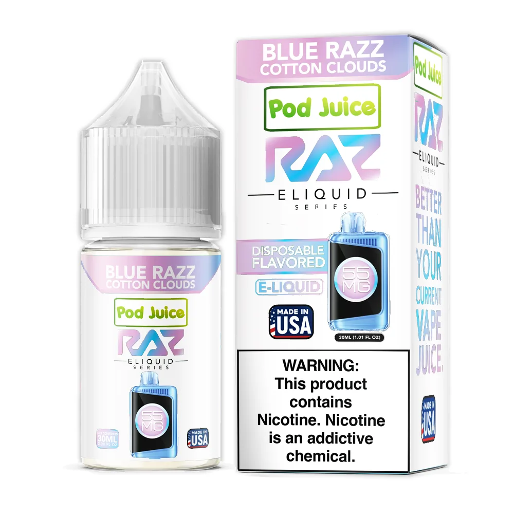 Blue Razz Cotton Clouds Pod Juice x RAZ Salts 30mL