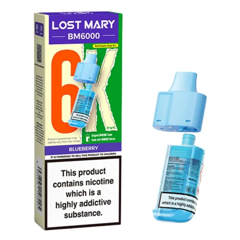 Blueberry BM6000 Prefilled Pods by Lost Mary (2ml + 10ml)