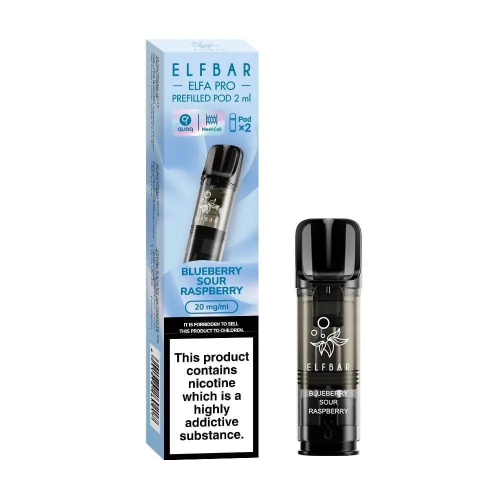 Blueberry Sour Raspberry Prefilled Pods Elfa PRO Series by Elf Bar (2 x 2ml)