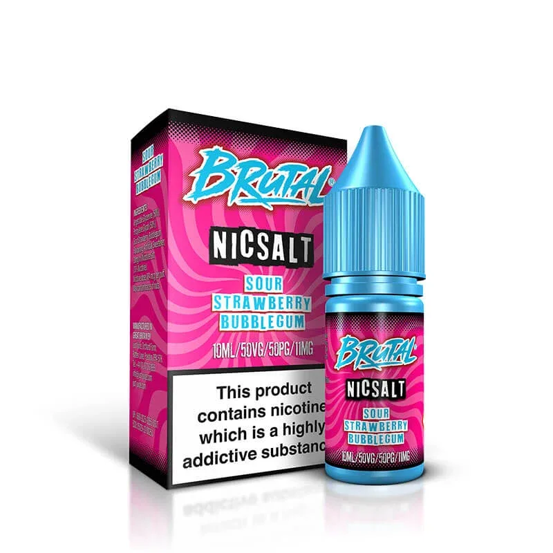 Brutal Sour Strawberry Bubblegum Nic Salt 10ml E-Liquid By Just Juice - Image 2