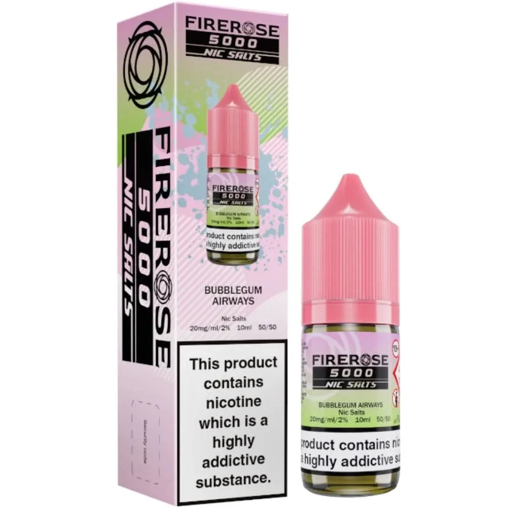 Bubblegum Airways Nic Salt E-Liquid Firerose 5000 by ELUX (10ml)