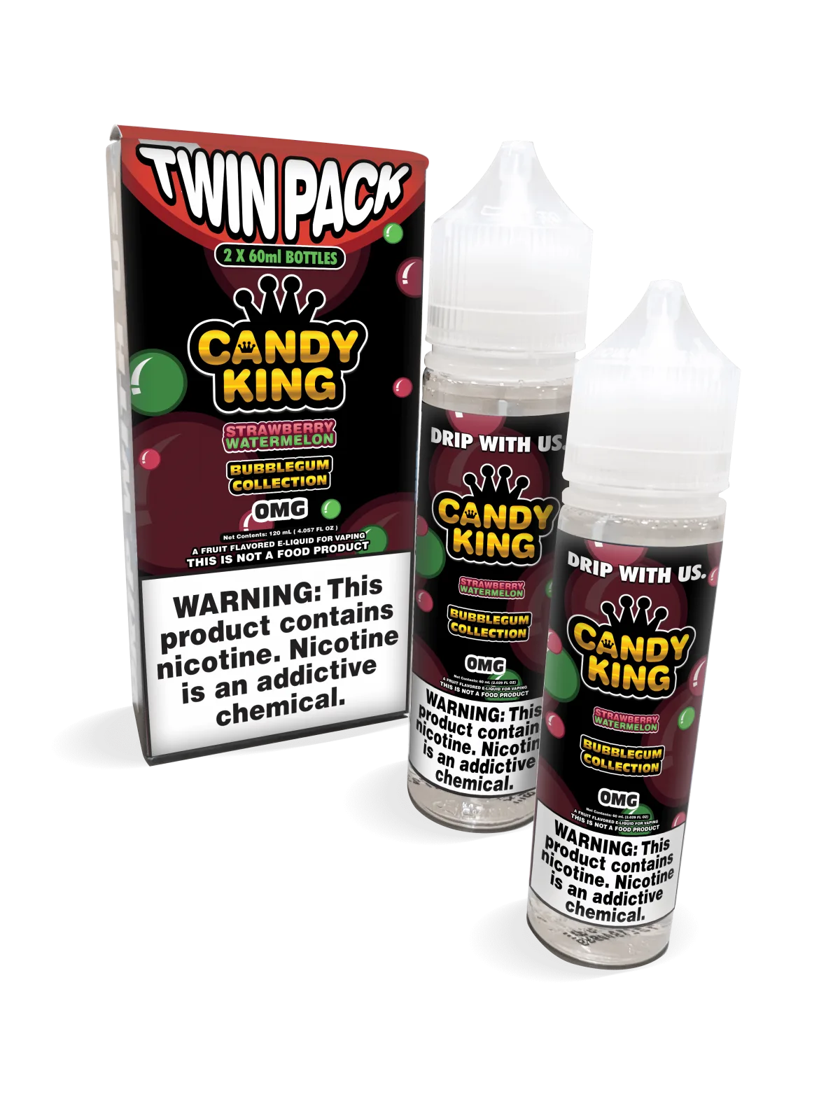 Candy Strawberry Watermelon Bubblegum Series 120mL Freebase Vape Juice