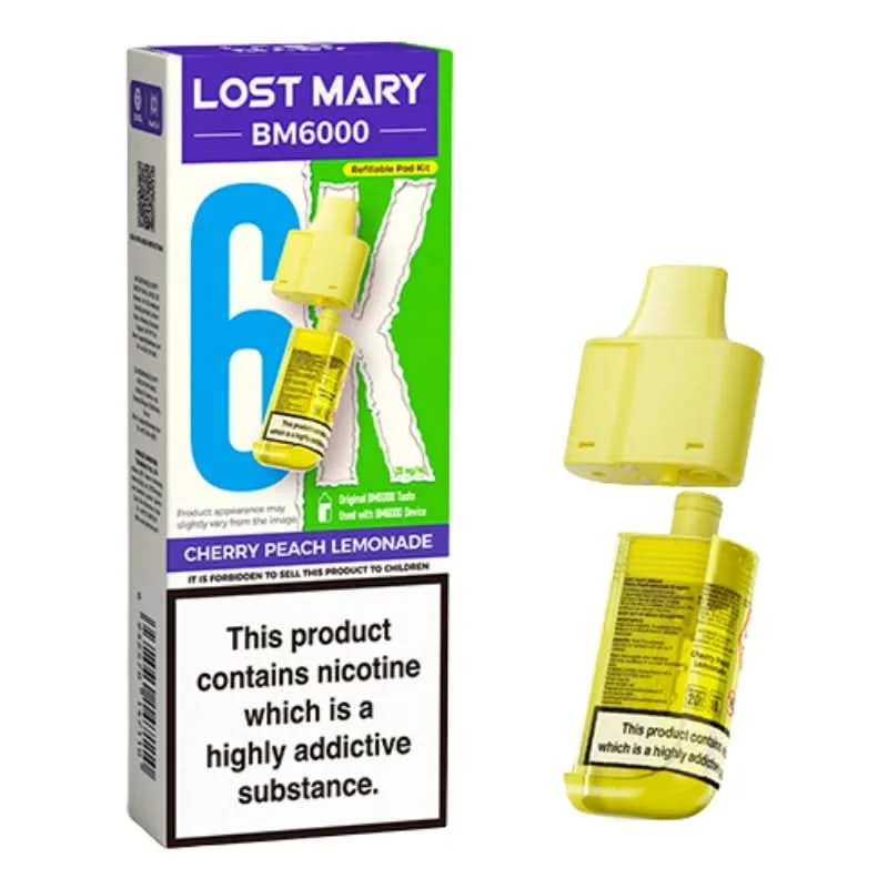 Cherry Peach Lemonade BM6000 Prefilled Pods by Lost Mary (2ml + 10ml)