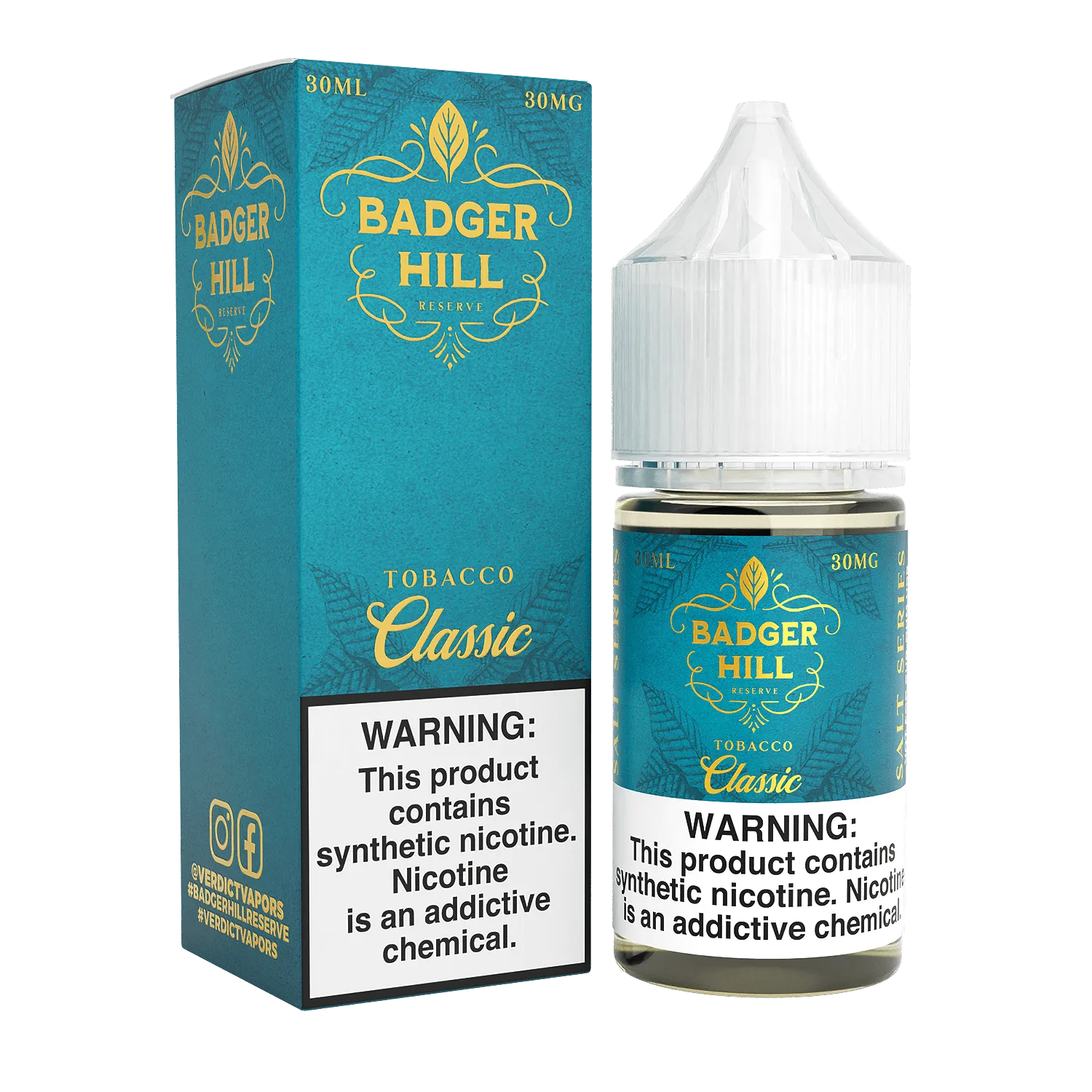 Classic Tobacco Salt by Badger Hill – 30mL