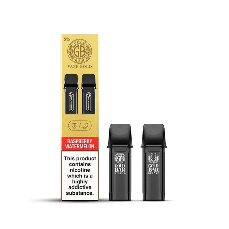 Gold Bar Reload Raspberry Watermelon Prefilled Vape Pods 20mg - 2 x Pods