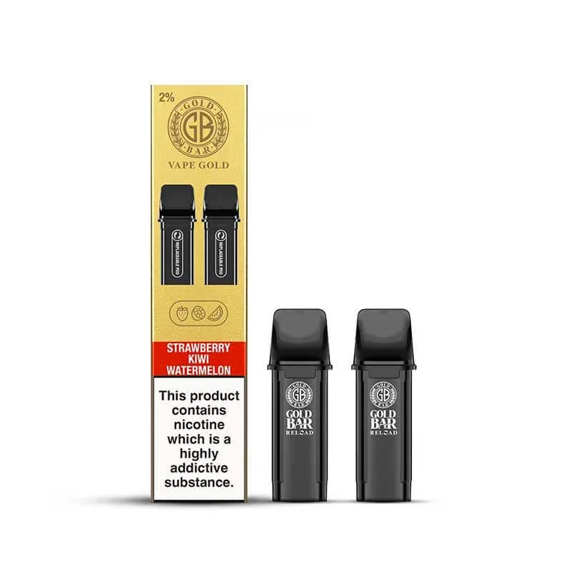 Gold Bar Reload Strawberry Kiwi Watermelon Prefilled Vape Pods 20mg - 2 x Pods