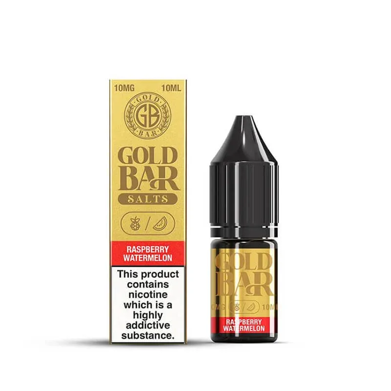 Gold Bar Salts Raspberry Watermelon Nic Salt E-Liquid 10ml - Image 2