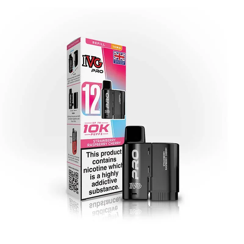 IVG Pro 12 Strawberry Raspberry Cherry Prefilled Vape Pod + Refill - Image 2