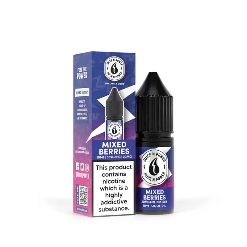 Juice N Power Bar Salts Mixed Berries 10ml E-Liquid