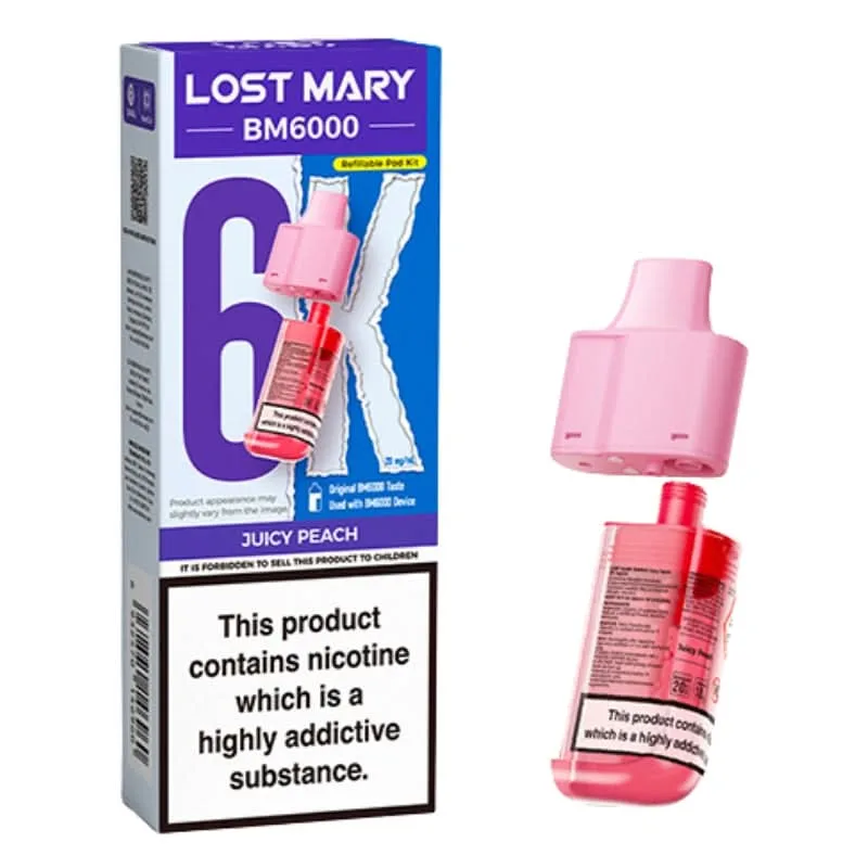 Juicy Peach BM6000 Prefilled Pods by Lost Mary (2ml + 10ml)
