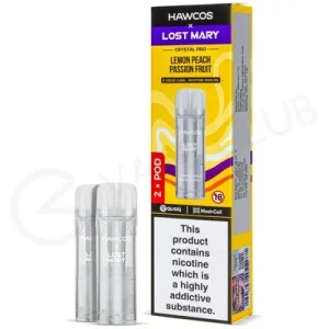 Lemon Peach Passionfruit Hawcos x Lost Mary Crystal Pro Prefilled Pods