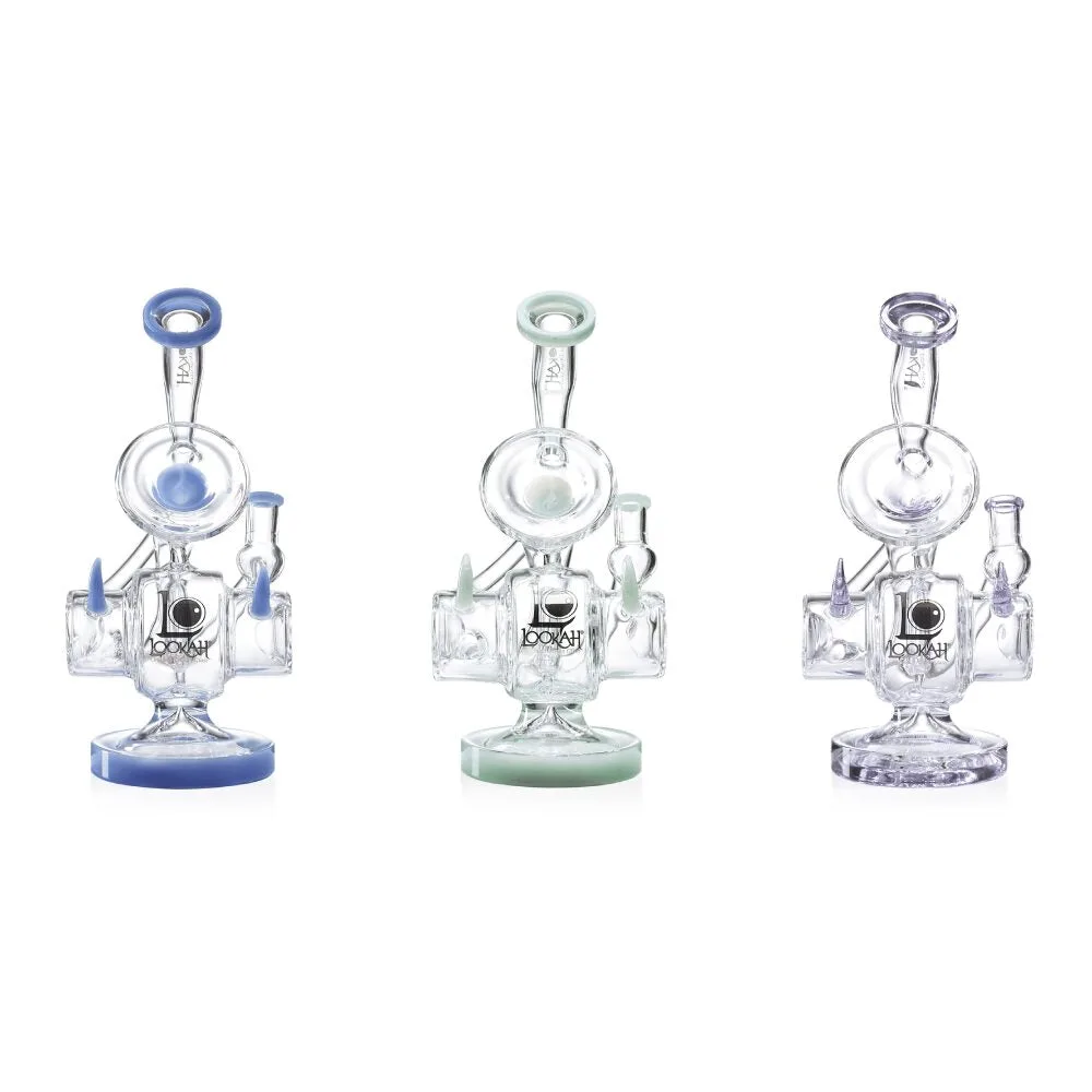 Lookah (Dab Rig) 11” Recycler Tripled Chamber Horn Water Pipe
