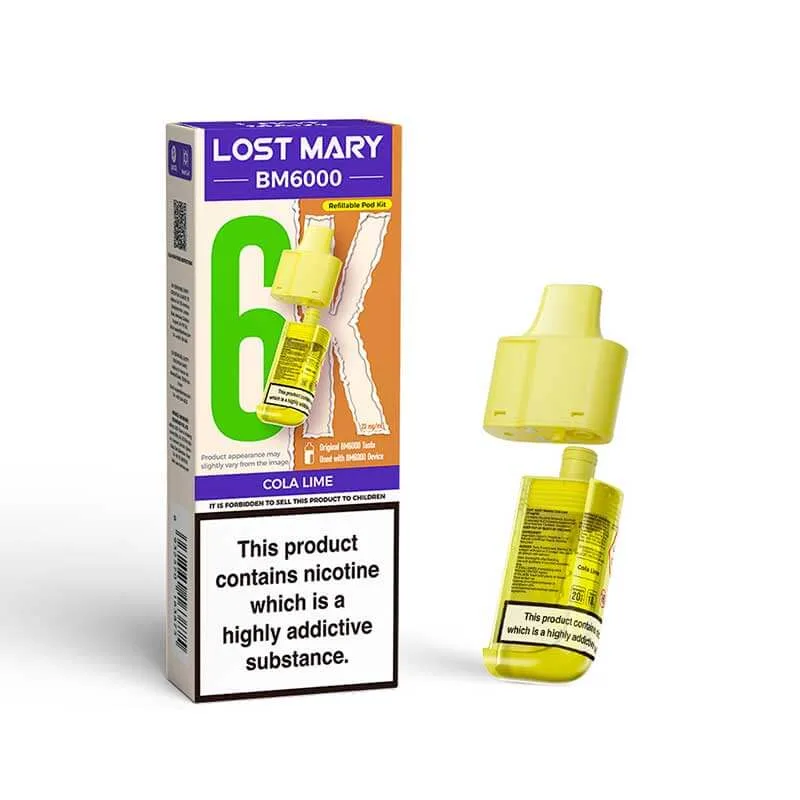 Lost Mary BM6000 Cola Lime Prefilled Vape Pods - 20mg