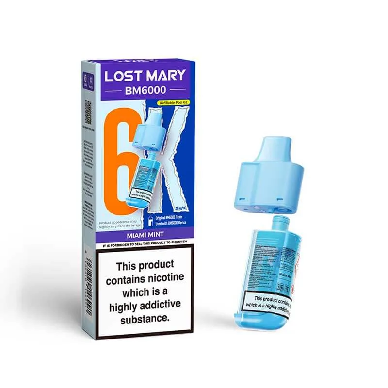 Lost Mary BM6000 Miami Mint Prefilled Vape Pods - 20mg