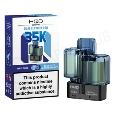 Mad Blue & Blue Razz Blackcurrant HQD Glow Air 35K Refill Pods