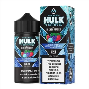 MIGHTY VAPORS x HULK TEARS - FROZEN BLUE RAZZ STRAW MELON CHEW 100ML