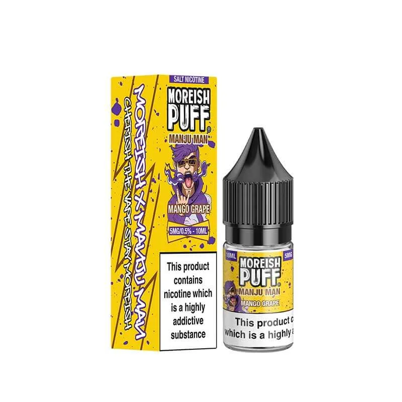 Moreish Puff Manju Man Mango Grape Nic Salts E-Liquid 10ml