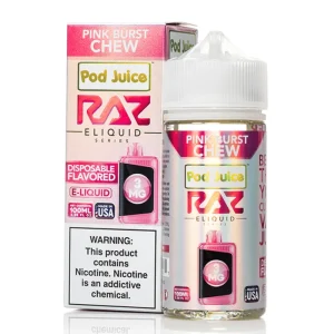 Pod Juice x RAZ E-Liquid 100ml – Pink Burst Chew