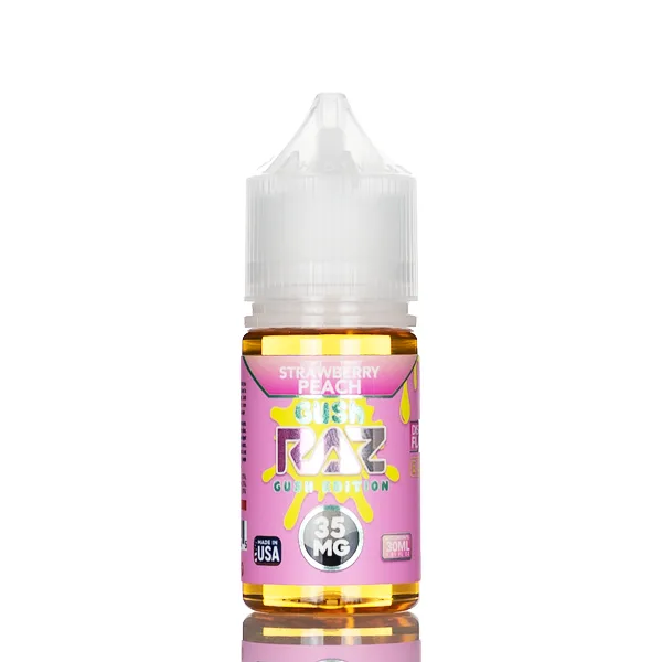 Pod Juice X RAZ Salt Nic – Strawberry Peach Gush – 30mL - Image 2