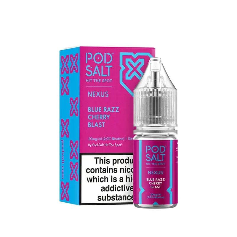 Pod Salt Nexus Blue Razz Cherry Blast Nic Salt E-Liquid 10ml - Image 2