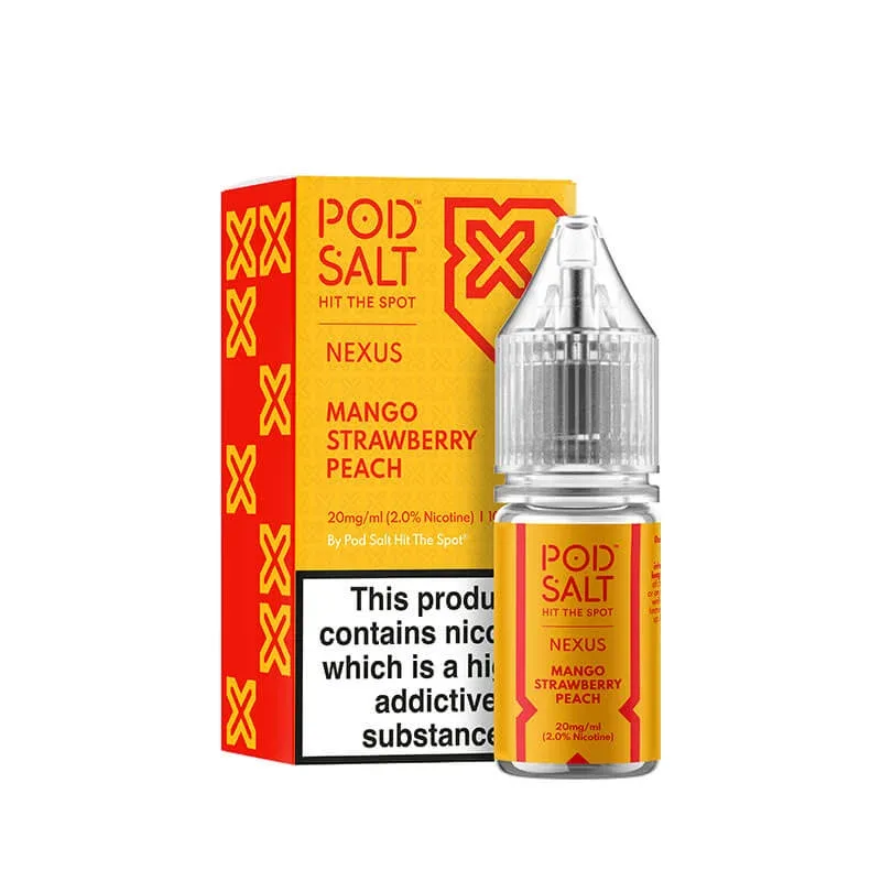 Pod Salt Nexus Mango Strawberry Peach Nic Salt E-Liquid 10ml - Image 2