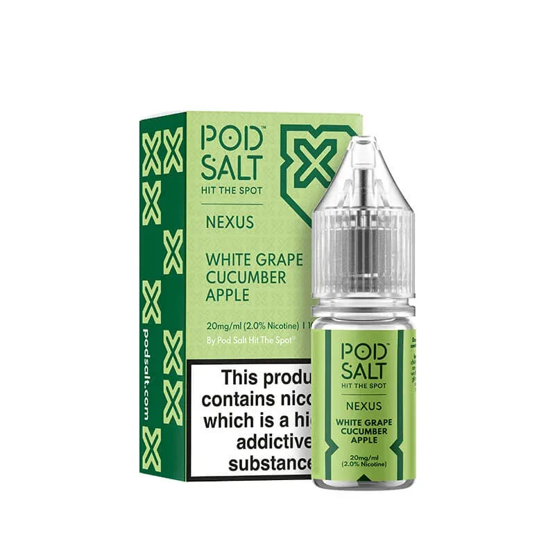 Pod Salt Nexus White Grape Cucumber Apple Nic Salt E-Liquid 10ml - Image 2