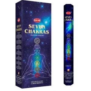 HEM Seven Chakras 9″ Incense Sticks – Hex Box (20g)