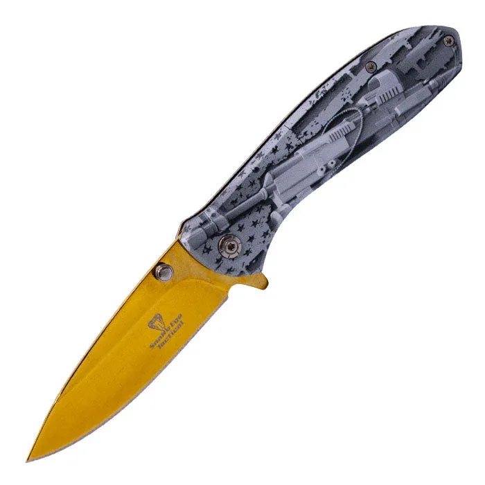 Snake Eye - 8" Grey AK-47 Gun Design Foldable Pocket Knife