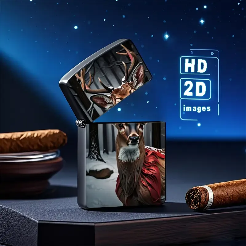 2D Retro Fashion Deer in Snowy Forest Lighter Shell - Image 2