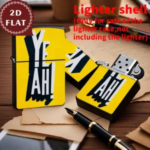 2D Retro Bold "YE AH" Text Design Lighter Shell