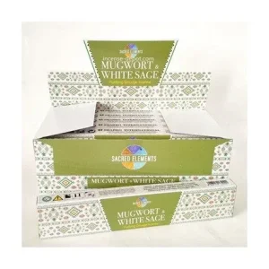 Sacred Elements – Mugwort & White Sage Premium Hand-Rolled Masala Incense (15g)