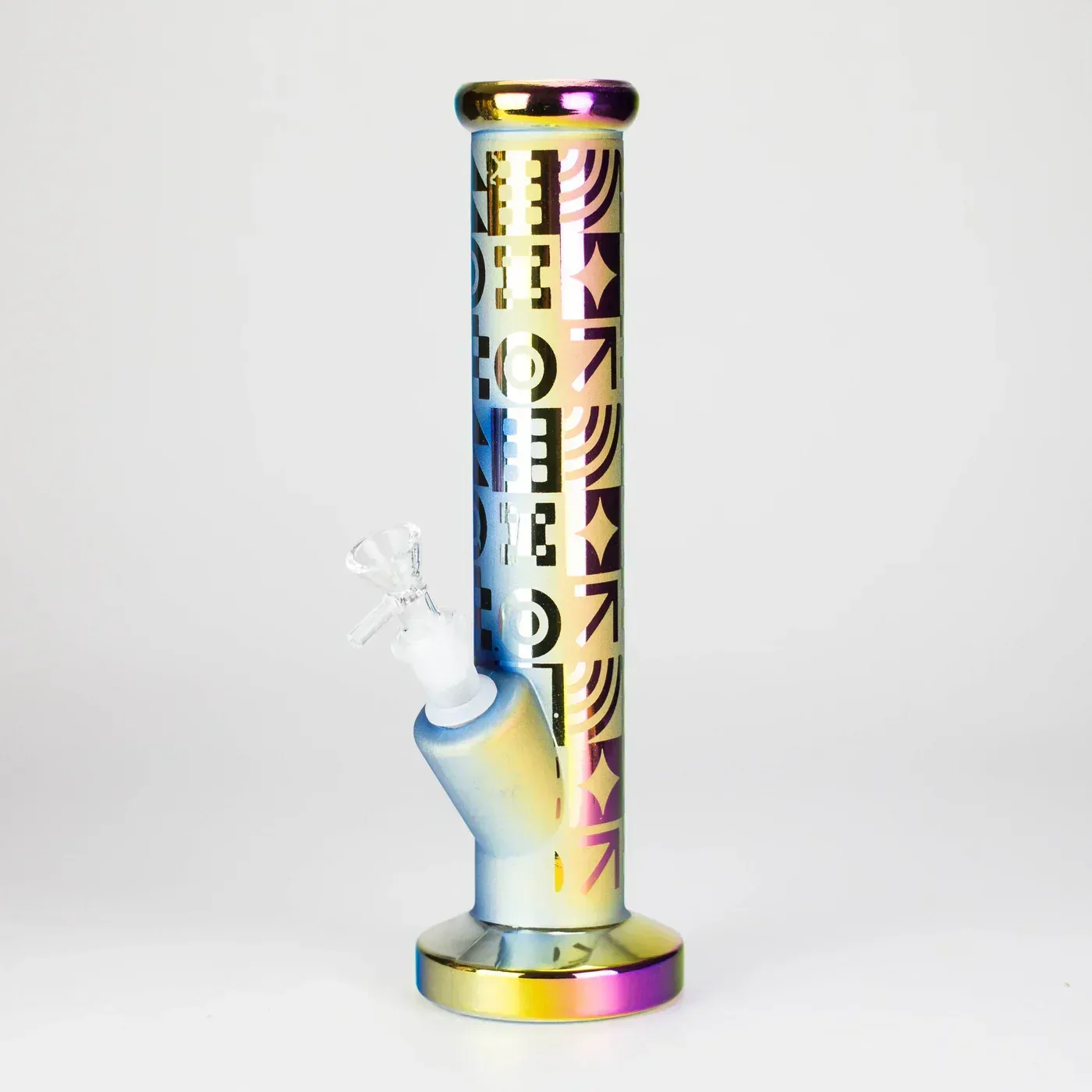 11" Straight Tube Electroplated Metallic Finish w/ Intricate Patterns Glass Bong - Pattern 4
