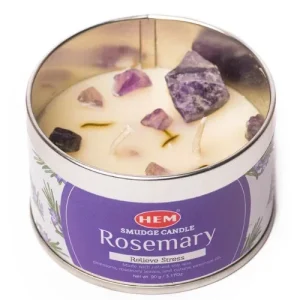 HEM - Rosemary Natural Gemstone Soy Wax Smudge Candle