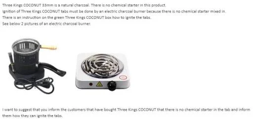 Three Kings - 33mm Coconut Hookah Charcoal Tablets - Image 2