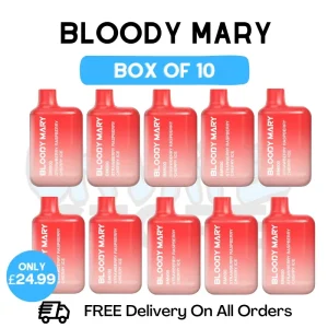 Bloody Mary 600 Puff Strawberry Raspberry Cherry Ice Pack Of 10