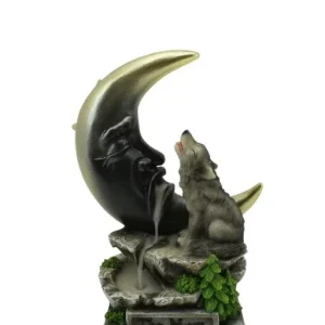 ZenN - Wolf w/ Moon Backflow Incense Burner 5.2x3.7x7.1"