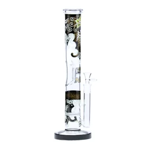 Nice Glass - 14" Glow-In-The-Dark Double Honeycomb Straight Bong