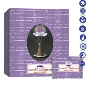 Satya - French Lavender Dhoop Cones (12 Cones, 1″)