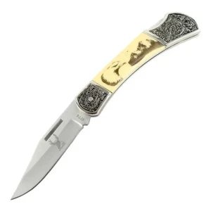 The Bone Edge - 7.5″ Elkfang Classic White Eagle Foldable Knife