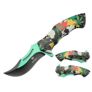 Xtreme - 8.07″ Kush Skull Foldable Pocket Knife