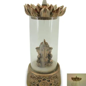 ZenN - Ganesh w/ Lotus LED Backflow Incense Burner 4.1x4.1x8.9”