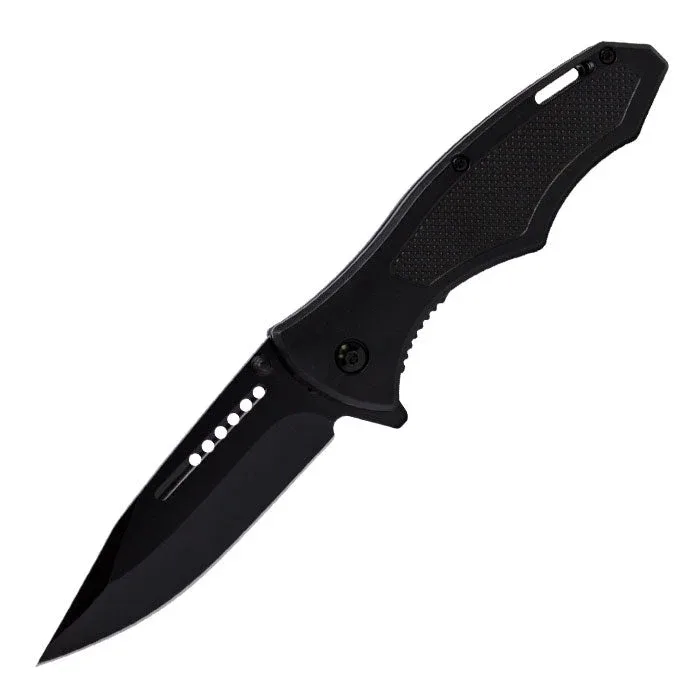 Perucci - 9" Black Solid Foldable Pocket Knife