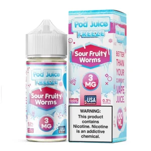 Sour Fruity Worms Freeze by Pod Juice – 100mL