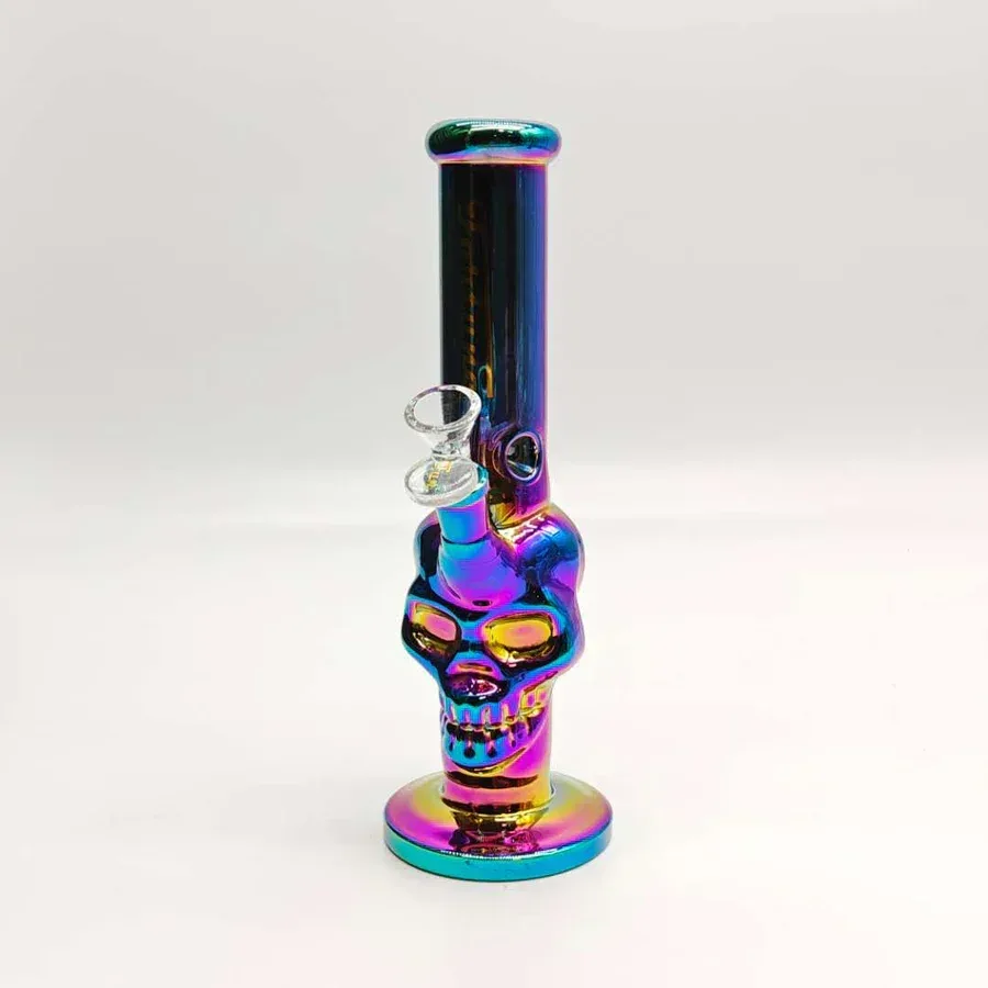 Fortune - 10" 5mm Electroplated Skull Glass Bong - Image 2