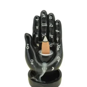 ZenN - Black Hamsa Hand Backflow Incense Burner 2.6x2.4x5.1"