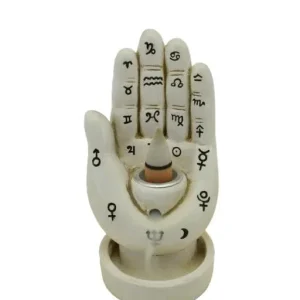 ZenN - White Hamsa Hand Backflow Incense Burner 2.6x2.4x5.1”
