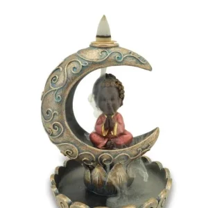 ZenN - Baby Buddha w/ Moon Backflow Incense Burner 5x4.7x6.1”