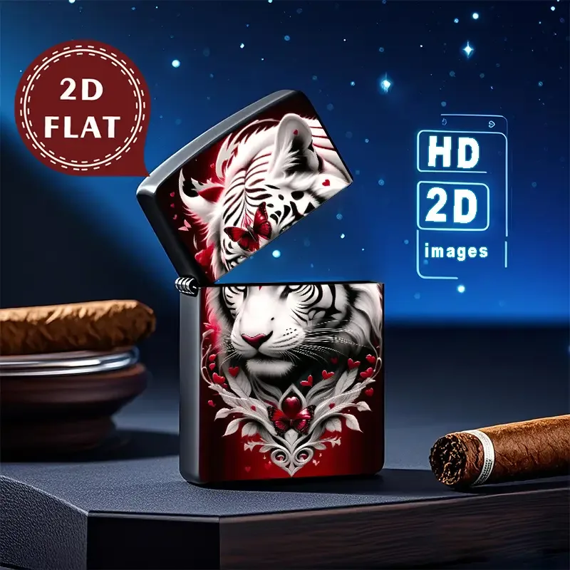 2D Flat White Tiger Retro Fashion Lighter Shell - Image 2